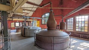 Pot stills at Four Roses Distillery in Kentucky